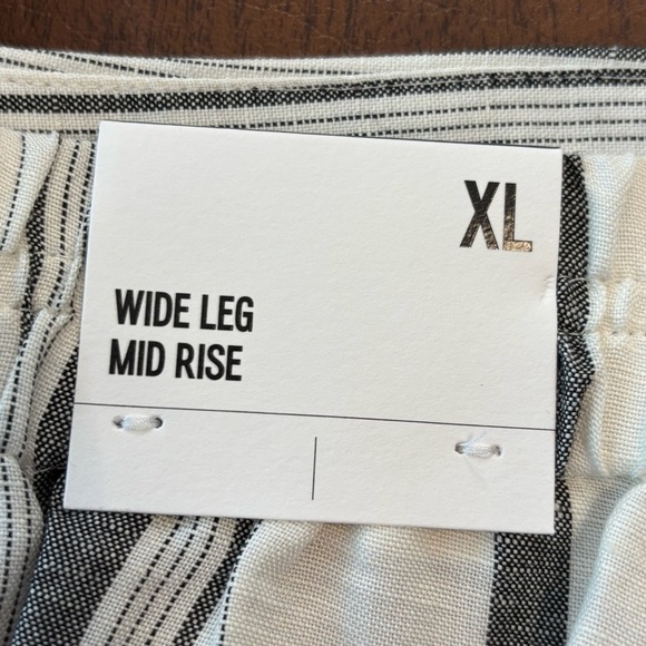 NEW Express Linen Cotton Blend Wide Leg Striped Pants White Gray Size XL - Picture 8 of 8